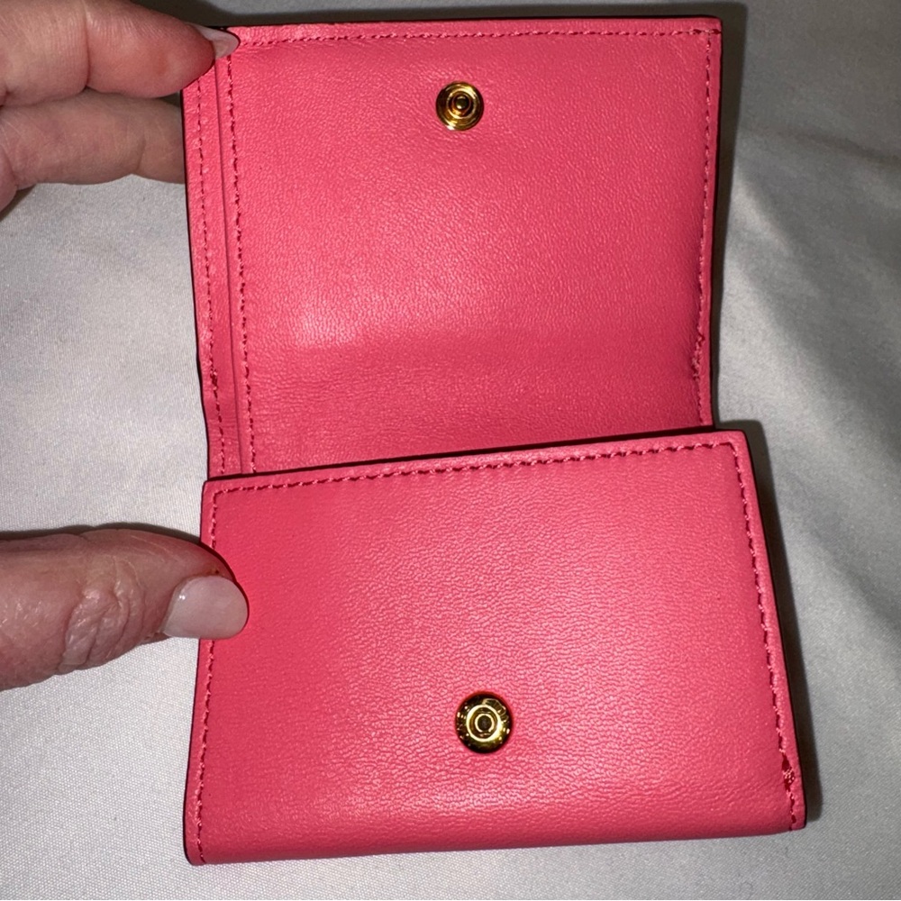 Fendi Baguette Micro Trifold Wallet FF Coral Salmon Pink Nappa Leather - Picture 7 of 15